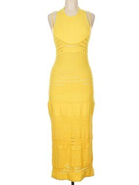 Esteban Cortázar Collection Yellow Open Knit Maxi Dress Size M